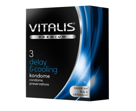 Презервативы VITALIS PREMIUM delay & cooling с охлаждающим эффектом - 3 шт., Объем: 3 шт., Цвет: прозрачный, фото 
