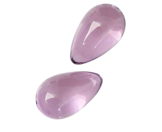 Нежно-розовые стеклянные вагинальные шарики в форме капелек, фото 