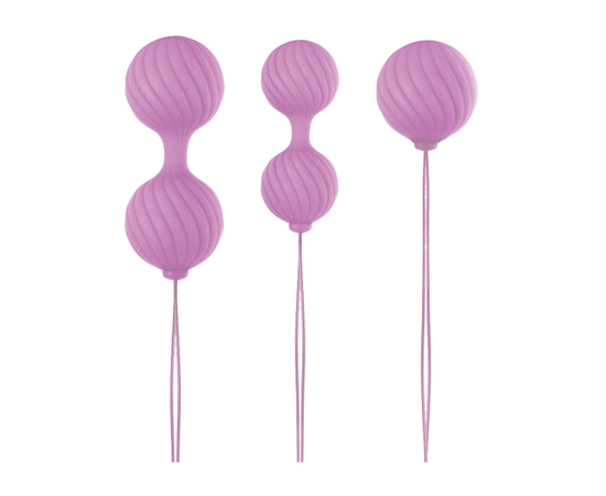 Набор розовых вагинальных шариков Luxe O' Weighted Kegel Balls, Цвет: розовый, фото 