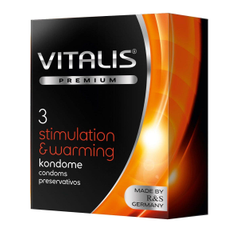 Презервативы VITALIS PREMIUM stimulation & warming с согревающим эффектом - 3 шт., Объем: 3 шт., Цвет: прозрачный, фото 
