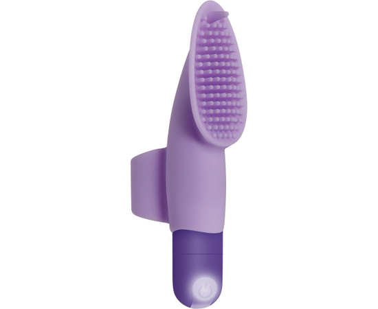 Фиолетовая вибропуля с силиконовой щеточкой для клиторальной стимуляции Fingerific, фото 