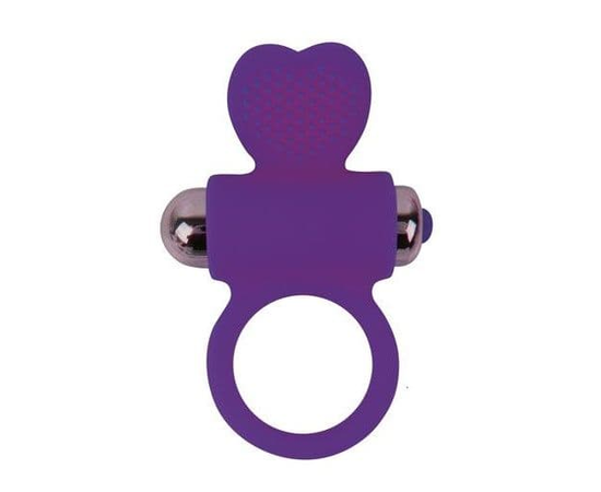 Фиолетовое эрекционное виброкольцо с сердечком, фото 