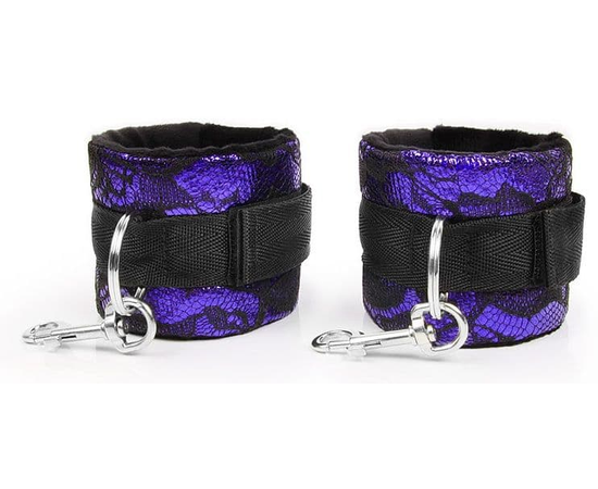 Фиолетово-черные наручники с карабинами, фото 