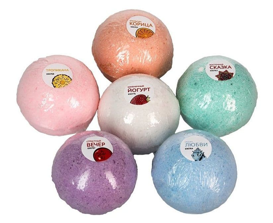 Бомбочки для ванны "Клубничный йогурт" - 5 шт.(118 гр.), Объем: 5 шт.(118 гр.), Цвет: молочный, фото 