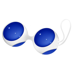 Синие стеклянные вагинальные шарики Ben Wa Medium в белой оболочке, фото 