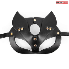 Черная игровая маска с ушками, фото 