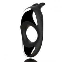Черное эрекционное кольцо с двумя моторами Zeus Dual Vibe Cock Ring, фото 