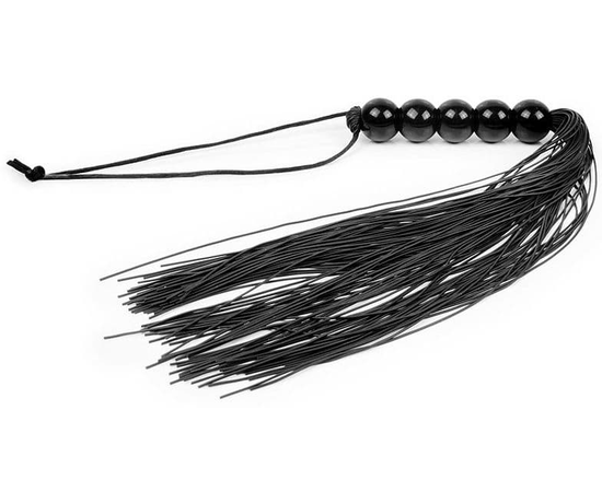 Черная многохвостая плеть с рукоятью-шариками - 35 см., фото 