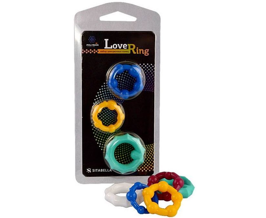 Набор из 3 цветных эрекционных колец Love Ring, фото 