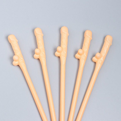 Коктейльные трубочки в виде пениса, Объем: 5 шт., Цвет: телесный, фото 