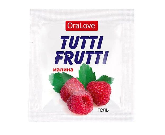Пробник гель-смазки Tutti-frutti с малиновым вкусом - 4 гр., Объем: 4 гр., фото 