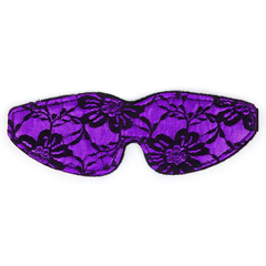 Фиолетовая маска на глаза с черным кружевом, фото 