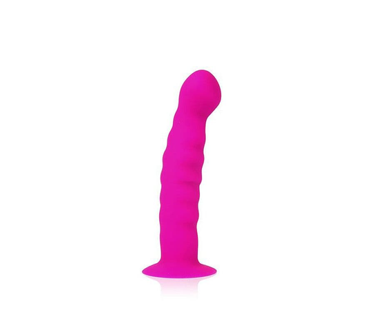 Розовый фаллоимитатор с ребристой поверхностью Cosmo - 14 см., Цвет: розовый, фото 