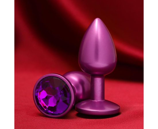 Фиолетовая анальная пробка с кристаллом, фото 