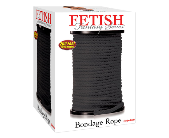 Черная веревка для связывания Bondage Rope - 60,9 м., фото 