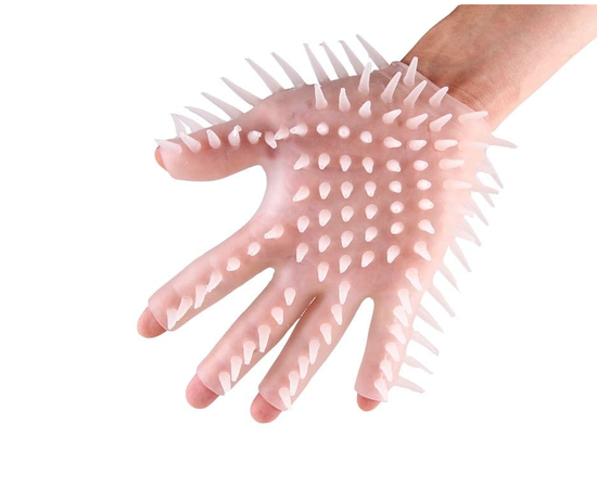Прозрачная перчатка с рельефом для мастурбации, фото 