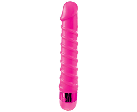Розовый вибромассажер с винтовыми ребрышками Candy Twirl Massager - 16,5 см., фото 