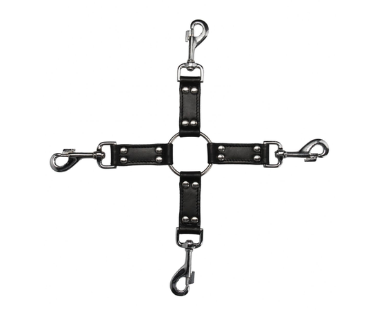 Черный крестообразный фиксатор 4-way Leather Hogtie Cross Hogtie, фото 