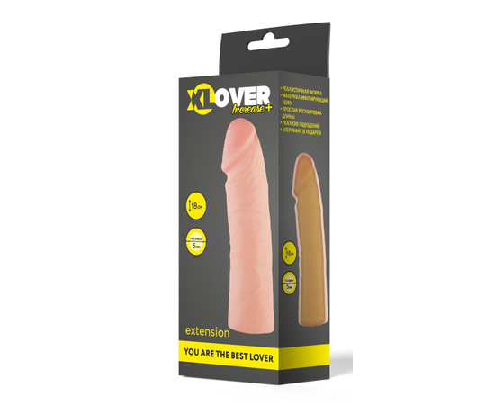 Фаллическая насадка на пенис XLover - 18 см., фото 
