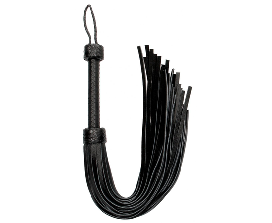 Черная многохвостая гладкая плеть Heavy Leather Tail Flogger - 76 см., фото 