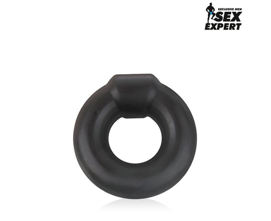 Черное силиконовое круглое эрекционное кольцо Sex Expert, фото 
