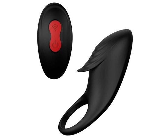 Черное эрекционное виброкольцо Remote Cockring, фото 