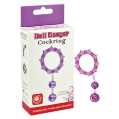 Фиолетовое эрекционное кольцо  Ball Banger Cock Ring с 2 утяжеляющими шариками, фото 
