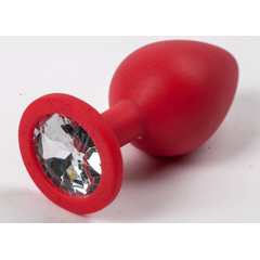Красная силиконовая пробка с прозрачным кристаллом - 9,5 см., фото 