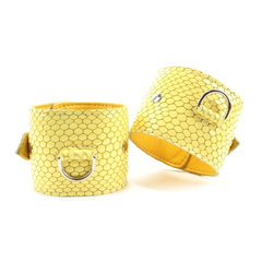 Кожаные наручники "Желтый питон", фото 