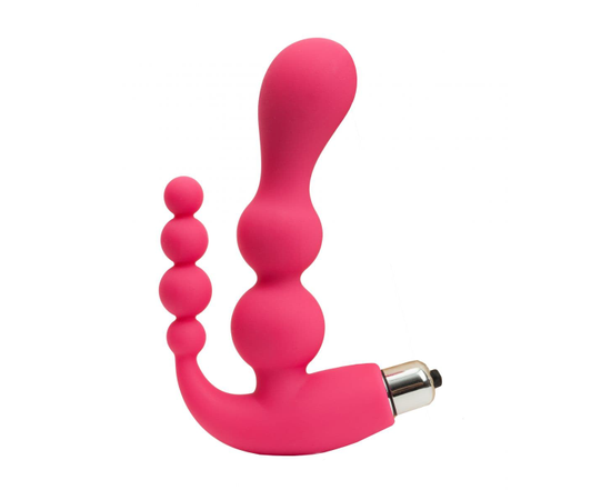 Розовый анально-вагинальный вибромассажер - 17 см., фото 