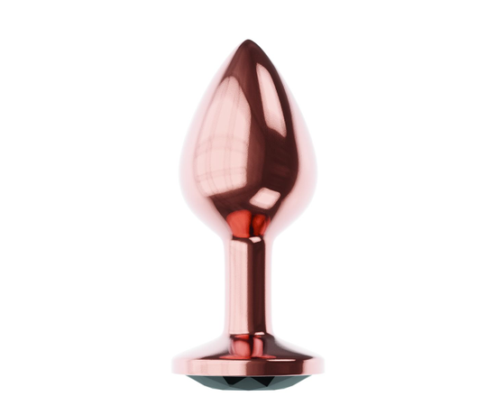 Пробка цвета розового золота с черным кристаллом Diamond Jet Shine L - 8,3 см., Длина: 8.30, Цвет: золотистый, Дополнительный цвет: Черный, фото 