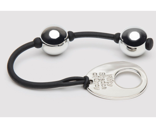 Серебристые шарики Inner Goddess Mini Silver Pleasure Balls 85g на черном силиконовом шнурке, фото 