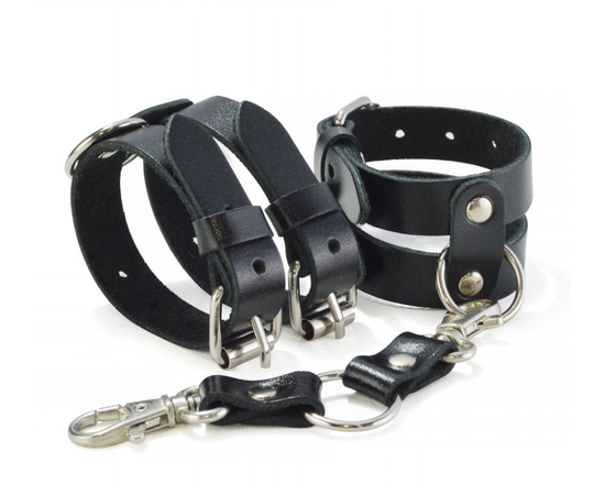 Черные наручники "Грация" с пряжками, фото 