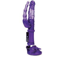 Фиолетовый анально-вагинальный вибратор на присоске A-toys, фото 
