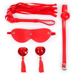 Пикантный набор БДСМ из 4 предметов в красном цвете, фото 