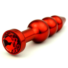 Красная анальная ёлочка с красным кристаллом - 11,2 см., фото 