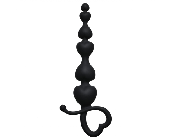 Чёрная анальная цепочка Begginers Beads - 18 см., фото 