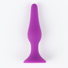 Фиолетовая коническая силиконовая анальная пробка Soft - 10,5 см., фото 