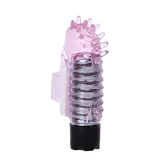 Розовый вибростимулятор с шипиками на палец, фото 