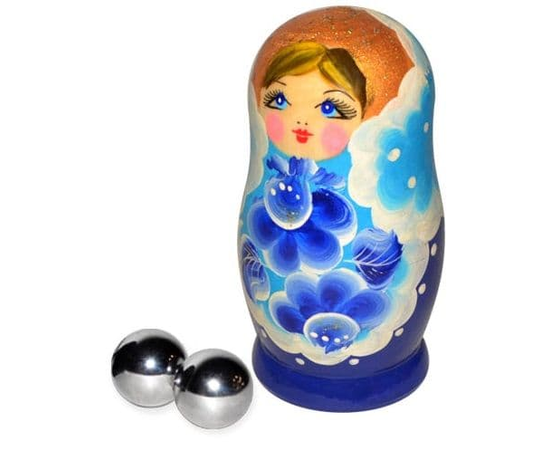 Серебристые металлические вагинальные шарике в упаковке-матрёшке, Цвет: серебристый, фото 