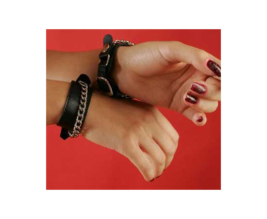 Декорированные цепочками узкие наручники, фото 