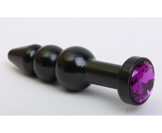 Чёрная анальная ёлочка с фиолетовым кристаллом - 11,2 см., фото 