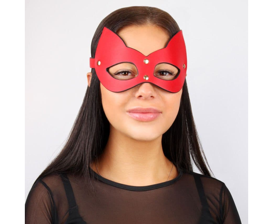 Красно-черная игровая маска с ушками, фото 