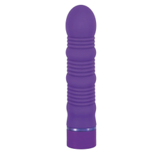 Фиолетовый ребристый вибромассажёр Maxx Power Vibe - 19 см., фото 