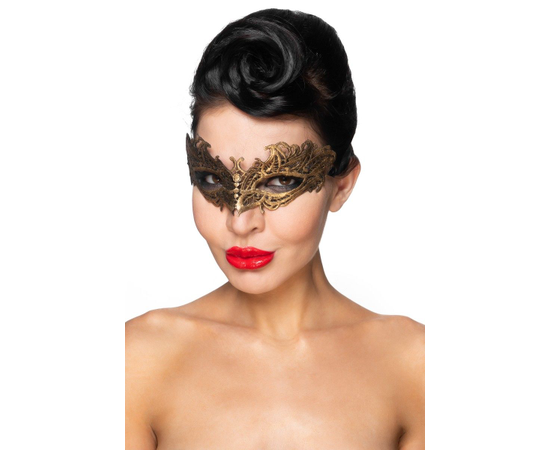 Золотистая карнавальная маска "Денеб", Цвет: золотистый, фото 