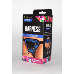 Сине-чёрные трусики-джоки Kanikule Strap-on Harness universal Comfy Jock с плугом и кольцами, Цвет: синий с черным, фото 