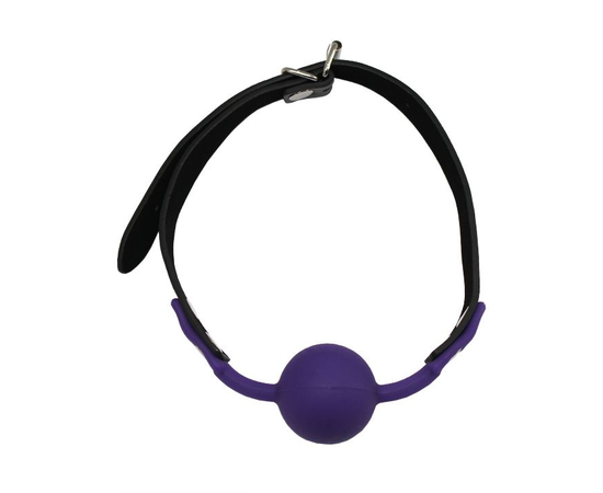 Фиолетовый силиконовый кляп-шарик на ремешках, фото 