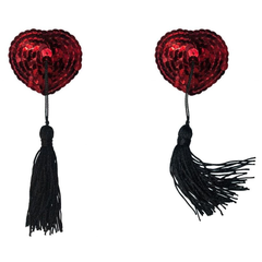 Красные пэстисы-сердечки Gipsy с черными кисточками, Цвет: красный с черным, фото 