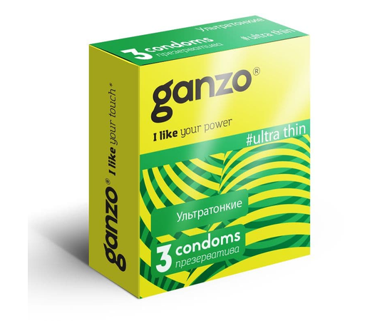 Ультратонкие презервативы Ganzo Ultra thin, Длина: 18.00, Объем: 3 шт., фото 