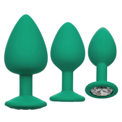 Набор из трёх анальных пробок с кристаллом Cheeky Gems, Цвет: зеленый, фото 